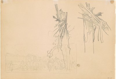 Duas árvores quebradas; e Estudo para "The Road" [verso] de John Singer Sargent