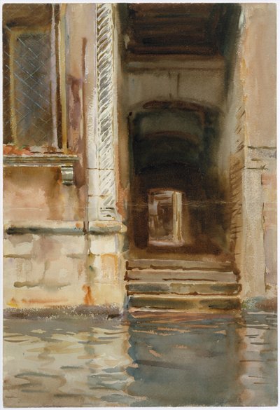 Corredor veneziano, c.1905 (wc, guache e grafite em papel branco woven) de John Singer Sargent