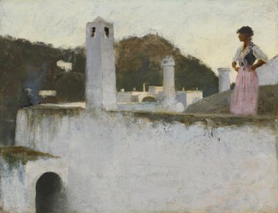 Vista de Capri, c.1878 (óleo no tabuleiro da academia) de John Singer Sargent