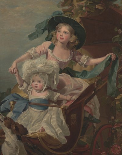 Duas Princesas, Sofia e Amélia, Filhas de Sua Majestade, Rei Jorge III, c.1785 (óleo sobre tela) de John Singleton (after) Copley