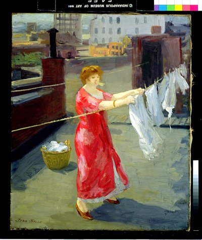 Kimono Vermelho no Telhado de John French Sloan