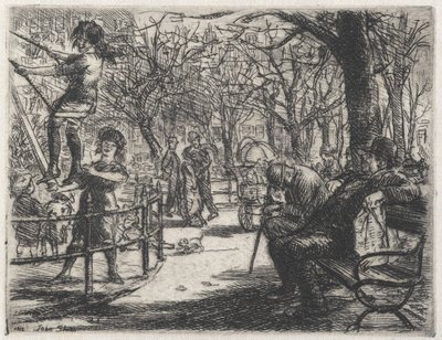 Baloiçar na Praça de John French Sloan