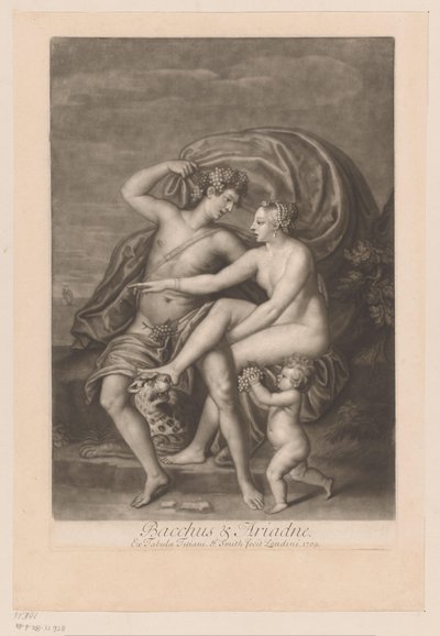 Baco encontra Ariadne em Naxos Baco e Ariadne (título no objeto) Casos de amor dos deuses (título da série) Amores dos Deuses (título da série) de John Smith