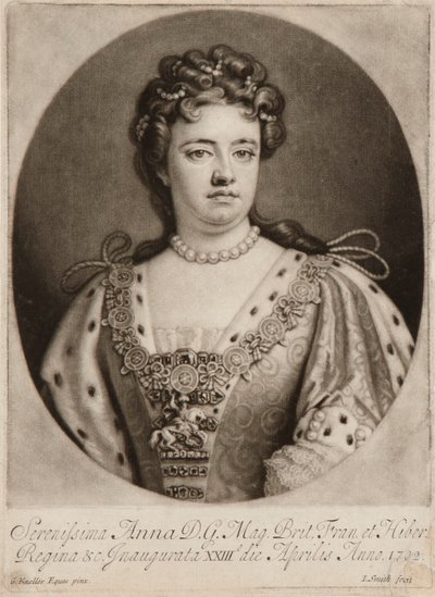 Rainha Ana (mezzotint) de John Smith
