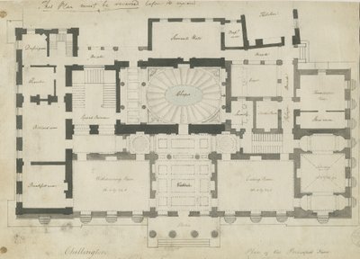 Chillington Hall: desenho a lápis e caneta, nd [1789] de John Soane
