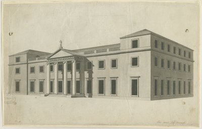 Chillington Hall: desenho a caneta e lavagem, nd [ 1780] de John Soane