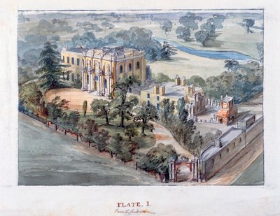 Pitzhanger Manor, Ealing (caneta e tinta com wc no papel) de John Soane