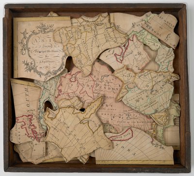 Um mapa da Ásia sob a forma de puzzle (gravação a bordo) de John Spilsbury