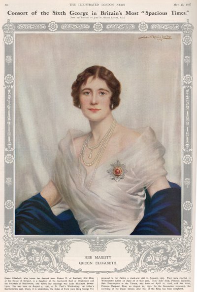 Retrato da Rainha Elizabeth (1900-2002) de &39;The Illustrated London News&39;, 15 de maio de 1937 de John St. Helier Lander