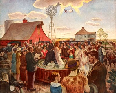 Baptismo no Kansas, Placa de livro de John Steuart Curry