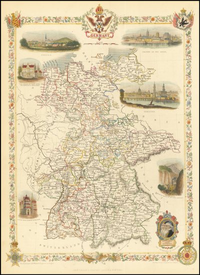 Mapa da Alemanha de 1851 de John Tallis