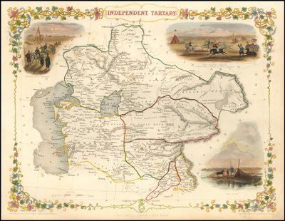 Mapa de 1851 da Tartária Independente, de John Tallis de John Tallis