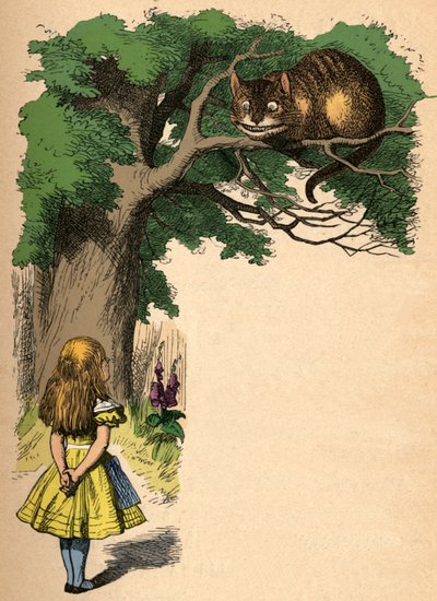Alice e o gato de Cheshire, 1889 de John Tenniel