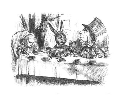 Alice na festa do chá dos Chapeleiros Malucos, 1889 de John Tenniel