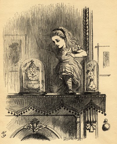 Alice na Casa do Espelho, ilustração de &39;Through the Looking Glass&39;, de Lewis Carroll (1832-1898), publicada pela primeira vez em 1871 de John Tenniel