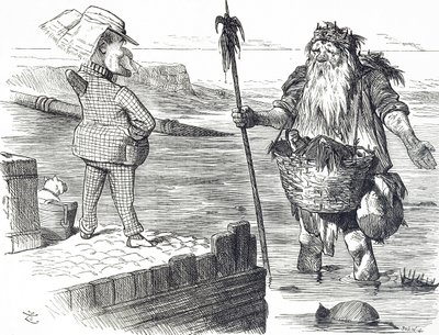 Comentário em cartoon sobre a poluição do Tamisa em Londres de John Tenniel