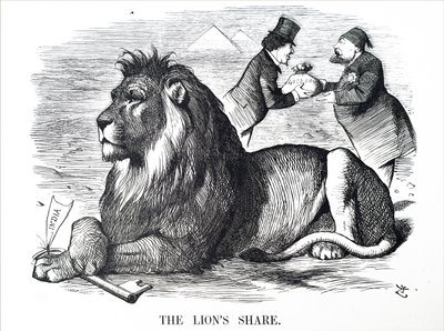 O governo britânico autoriza os Rothschilds a comprar acções do Canal de Suez. de John Tenniel
