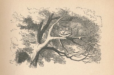 O gato de Cheshire começa a desaparecer, seu sorriso é o último a desaparecer, 1889 de John Tenniel
