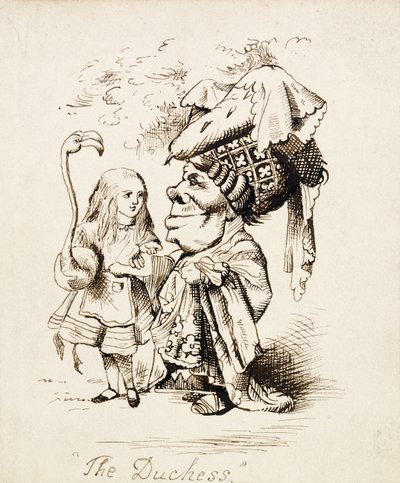 A Duquesa, c.1865 (caneta e tinta marrom) de John Tenniel