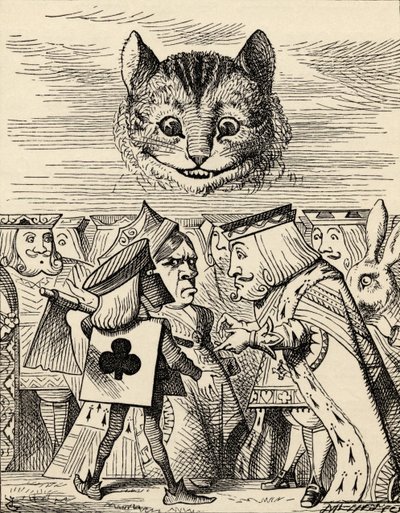 O Rei dos Corações discutindo com o Executor, de "Alice no País das Maravilhas", de Lewis Carroll, publicado em 1891 (lito) de John Tenniel