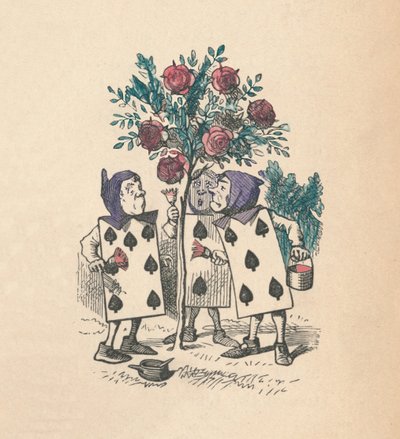 As cartas de jogar pintando as roseiras, 1889 de John Tenniel