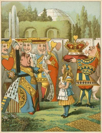 A rainha disse severamente "Quem é este" das aventuras de Alice no país das maravilhas de John Tenniel