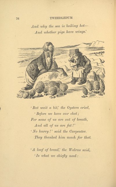 A morsa e o carpinteiro com ostras. de John Tenniel