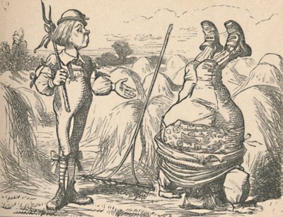 Os jovens conversando com esse pai, que está fazendo parada de mãos, 1889 de John Tenniel