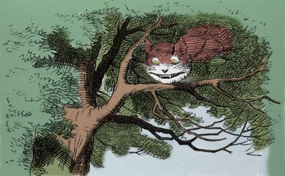 detalhe de: Alice e o Gato, ilustração de Sir John Tenniel para a primeira edição do conto Alice no País das Maravilhas do escritor inglês Lewis Carroll (Charles Lutwidge Dodgson) (1832-1898). de John Tenniel