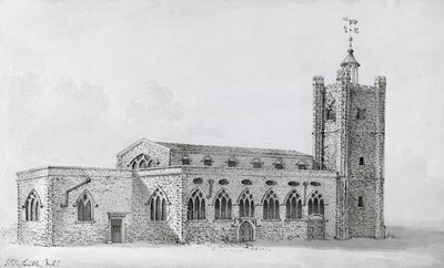 Antiga igreja de São Giles, c.1718 (gravura) de John Thomas (after) Smith