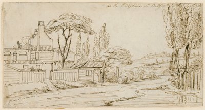 No final de Chenies St, Bedford Square, 20 de julho de 1793 (tinta no papel) de John Thomas Serres
