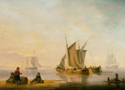 O porto de Weymouth, 1805 (caneta, tinta e aquarela sobre papel) de John Thomas Serres