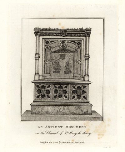 Antigo monumento na capela-mor de St Mary le Savoy (agora a Capela da Sabóia) de John Thomas Smith