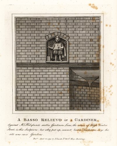 Baixo-relevo de um jardineiro na parede do Sr de John Thomas Smith