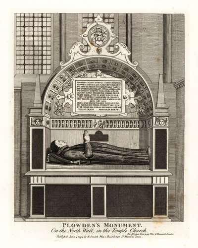 Monumento Edmund Plowdens na parede norte da Igreja do Templo de John Thomas Smith