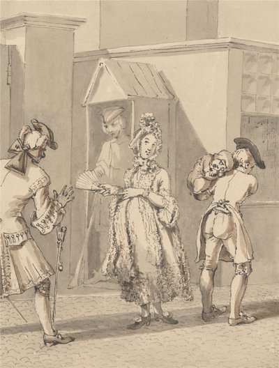 Hogarth Carrying Sick Child Round Leicester Fields do seu Mestre. O Local da Casa de Leicester Terrestre. de John Thomas Smith