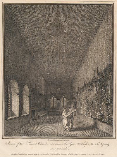 Dentro da Câmara Pintada como era no ano de 1800 antes da antiga tapeçaria ser removida de John Thomas Smith