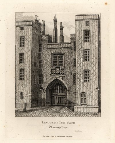 Lincolns Inn Gate, Chancery Lane, Londres de John Thomas Smith