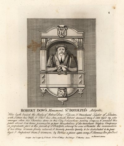 Monumento ao comerciante taylor e filantropo Robert Dow em St Botolphs, Adgate de John Thomas Smith