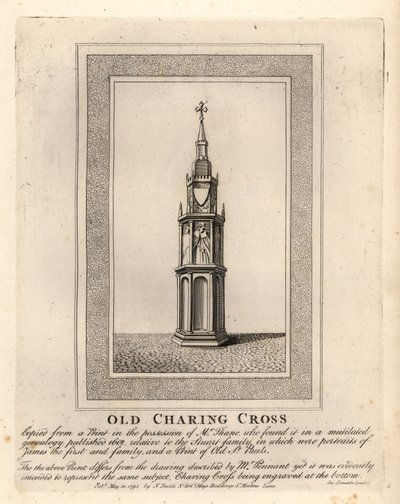 A velha Cruz de Caridade, uma das 12 Cruzes de Eleanor medievais, erguida nos anos 1290 até a sua remoção em 1647 de John Thomas Smith