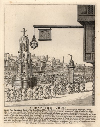 Procissão de Maria de Médicis para visitar sua filha Henrietta Maria, esposa do rei Carlos I de John Thomas Smith