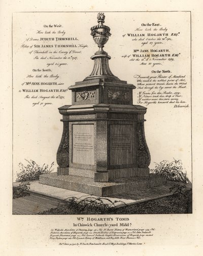 Túmulo do artista William Hogarth, Chiswick Churchyard, Middlesex de John Thomas Smith