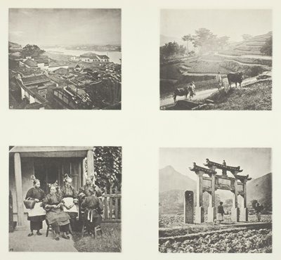 Parte de Foochow Foreign Settlement, Terracing Hills, Foochow Field Women, A Memorial Arch, c. 1868. de John Thomson