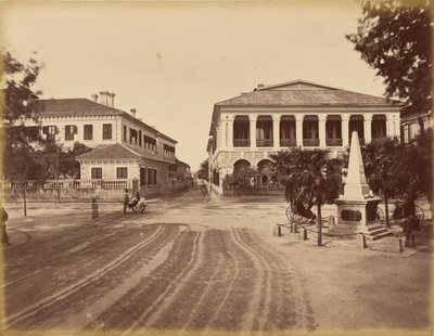 Edifício da Siemssen and Co. e monumento ao Exército Sempre Vitorioso, Xangai de John Thomson
