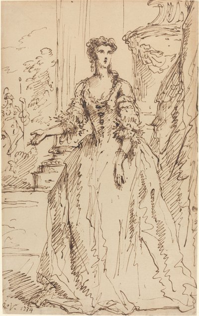 Retrato de uma dama em pé de John Vanderbank