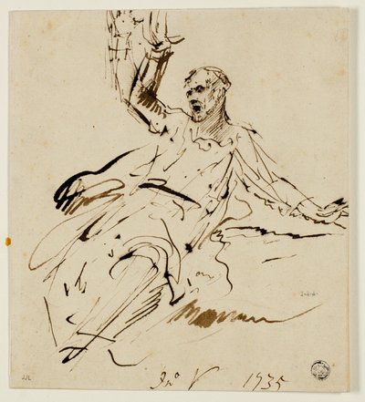 Figura masculina sentada com braço levantado de John Vanderbank