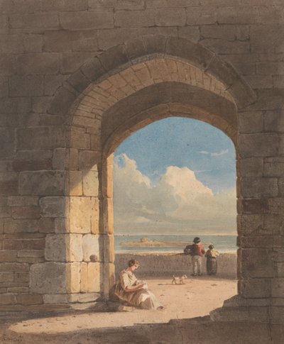 Um arco em Holy Island, Northumberland de John Varley