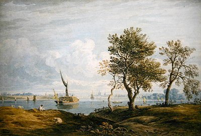Battersea dos Bancos do Tamisa (aguarela) de John Varley