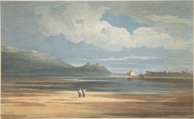 O castelo de Harlech do outro lado de Traeth Mawr de John Varley