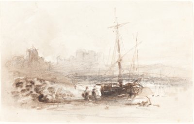 Veleiro em uma praia de John Varley